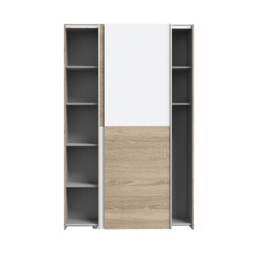 Kleiderschrank 2 Schiebetüren 120x42x190.5H Farbe Eiche und weiß Zeno