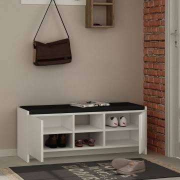 Zulla weißer Schuhschrank mit Türen und Kissen