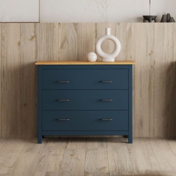 Miranda blau und Kiefer Massivholz Kommode 100x40x80H
