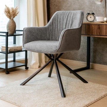 Gepolsterter Stuhl aus grauem Stoff mit taubengrauer Rückenlehne - Komfort und Stil