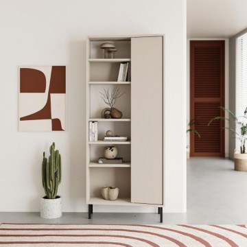 Libreria con frontale curvo, anta e vani a giorno in finitura cashmere 74x37x175H Frem