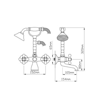 Lecce Classic Armatur mit Handbrause aus antikem Messing