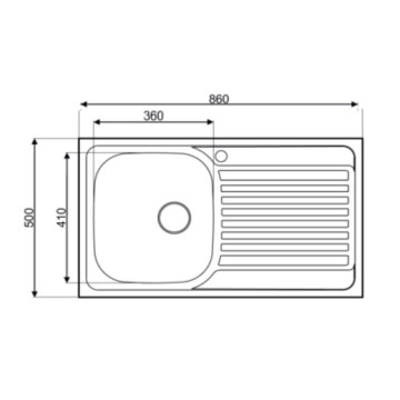 Einbauspüle MP861VDX Stahl 86x50 cm mit einem Becken und rechter Abtropffläche