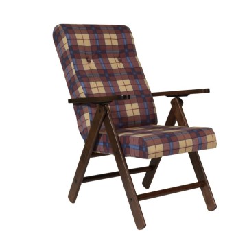 Verstellbarer Sessel Roma Bordeaux karierter Stoff
