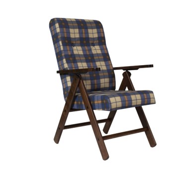 Verstellbarer Sessel Roma blau-karierter Stoff