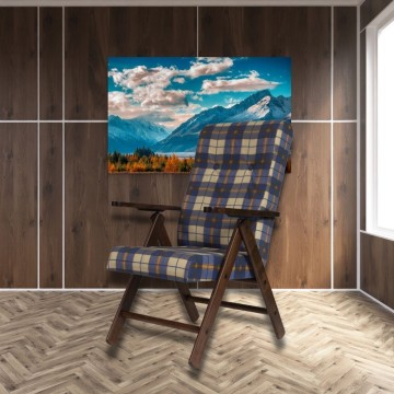 Verstellbarer Sessel Roma blau-karierter Stoff