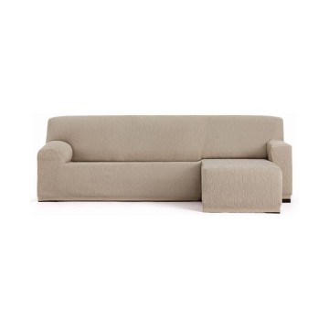 Troya elastischer Sofabezug rechts Halbinsel beige kurze Armlehne 250/310