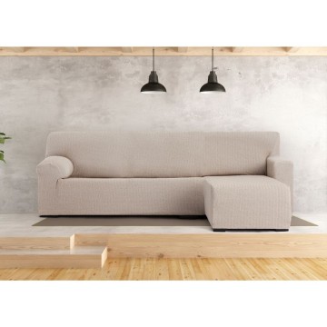 Troya elastischer Sofabezug rechts Halbinsel beige kurze Armlehne 250/310