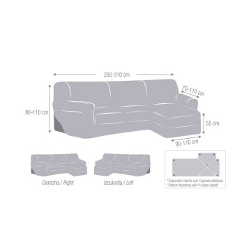 Troya elastischer Sofabezug rechts Halbinsel beige kurze Armlehne 250/310
