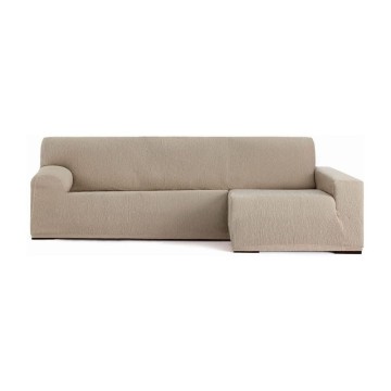 Troya elastischer Sofabezug rechts Halbinsel beige lange Armlehne 250/310