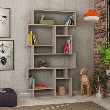 Horizontales doppelseitiges Bücherregal taubengrau Karmato