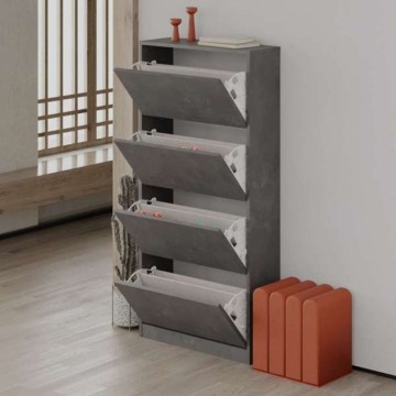 SHC540RETRO Schuhschrank mit vier Klappen retro grau