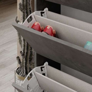 SHC540RETRO Schuhschrank mit vier Klappen retro grau
