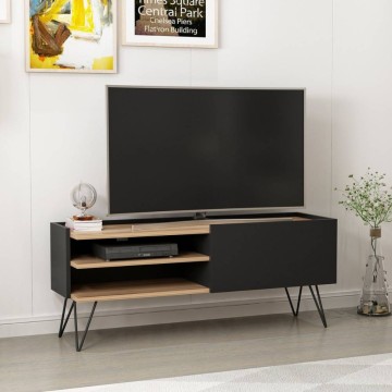 Aral TV-Schrank in Schwarz und Nussbaum mit Klapptür