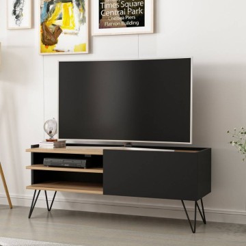 Aral TV-Schrank in Schwarz und Nussbaum mit Klapptür