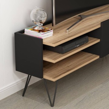 Aral TV-Schrank in Schwarz und Nussbaum mit Klapptür