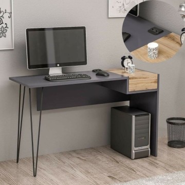 Candy anthrazit nussbaum schreibtisch usb ports 121x45
