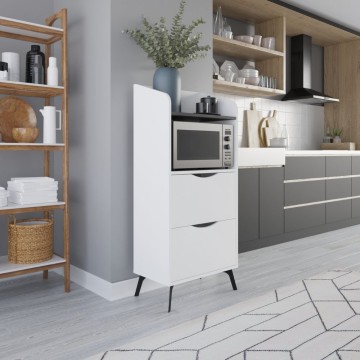 Gorki Mehrzweckschrank mit weißen Schubladen und grauem Retro-Regal