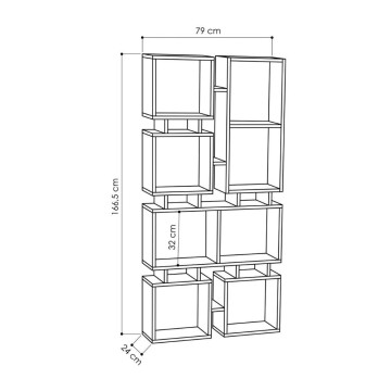 Rail taubenfarbenes doppelseitiges Bücherregal 79x166,5