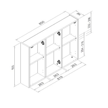 Solo3 weißer Badezimmer-Wandschrank mit 3 Spiegeltüren
