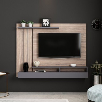 Lawrance 157 Nussbaum anthrazit Detail TV-Wand