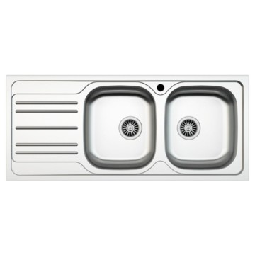 Einbauspüle MP1162SX Stahl116x50 cm zwei Becken und linke Abtropffläche