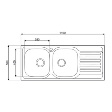 Einbauspüle MP1162SX Stahl116x50 cm zwei Becken und linke Abtropffläche