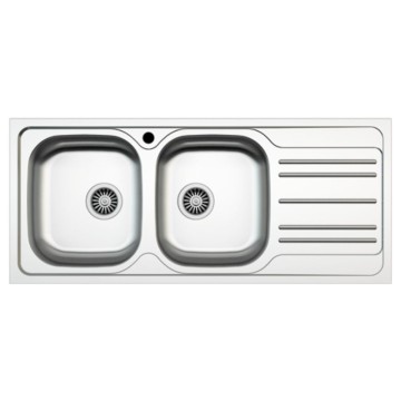 Einbauspüle MP1162DX Stahl116x50 cm zwei Becken und rechte Abtropffläche