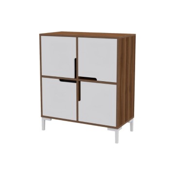 Wind Tower Schuhschrank 4 Fächer Walnuss Farbe weiß90x45x90h