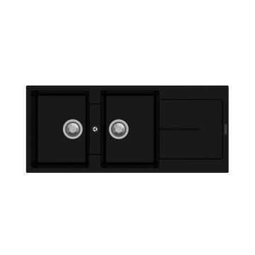 Enigma D200 2-Kammer-Spülbecken mit Abtropffläche schwarz