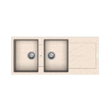 Enigma D200 2-Kammer-Spülbecken und Abtropffläche Haferflocken