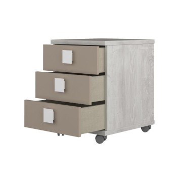 Nachttisch 46x46x60h weiß getragen 3 Schubladen