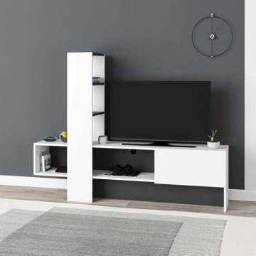 Troya anthrazitweißer TV-Schrank mit versenkbarer Tür