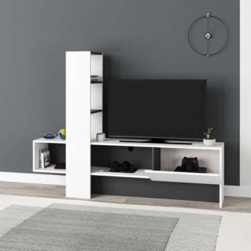 Troya anthrazitweißer TV-Schrank mit versenkbarer Tür