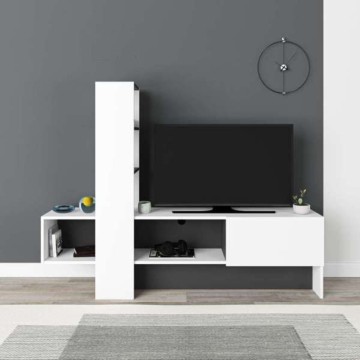Troya anthrazitweißer TV-Schrank mit versenkbarer Tür