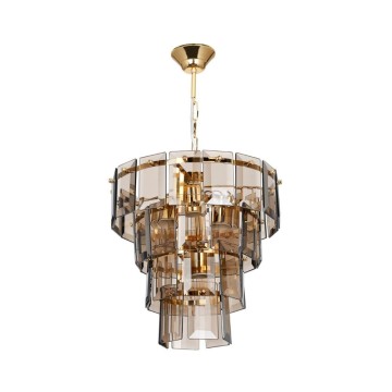 Falez MDL3829 4-Licht-Deckenleuchte aus Rauchglas und Gold