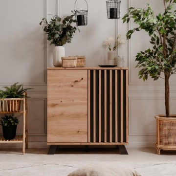 Medan01D Sideboard 2 Türen Eiche anthrazit
