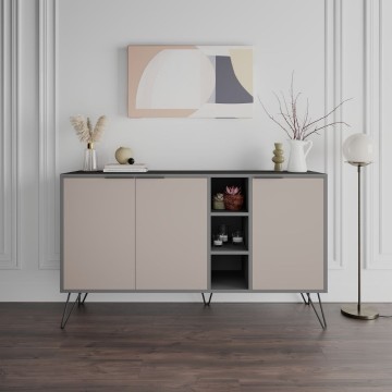 Sideboard Clara anthrazit 3 Türen taubengrau 142x35,5x83h