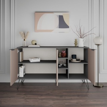 Sideboard Clara anthrazit 3 Türen taubengrau 142x35,5x83h