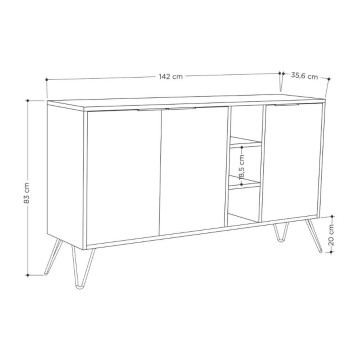 Sideboard Clara anthrazit 3 Türen taubengrau 142x35,5x83h