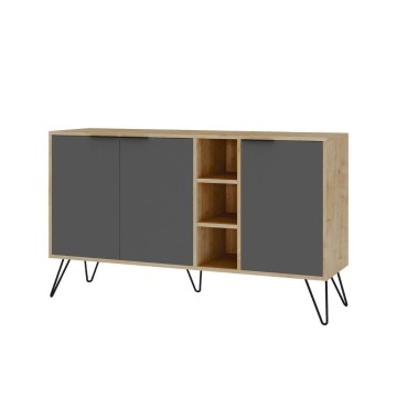 Sideboard Clara Eiche 3 Türen anthrazit 142x35,5x83h