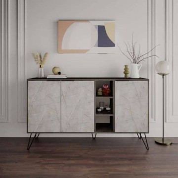 Sideboard Clara Lagina dunkel kaffee 3 Türen marmoriert weiß 142x35,5x83h