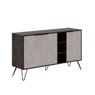 Sideboard Clara Lagina dunkel kaffee 3 Türen marmoriert weiß 142x35,5x83h