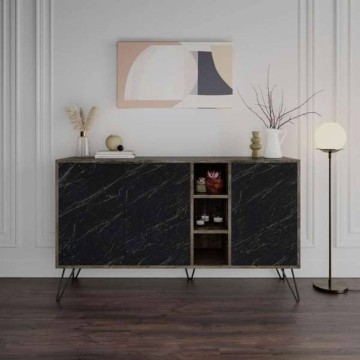 Sideboard Clara Bendir dunkel kaffee 3 Türen schwarz marmoriert 142x35,5x83h