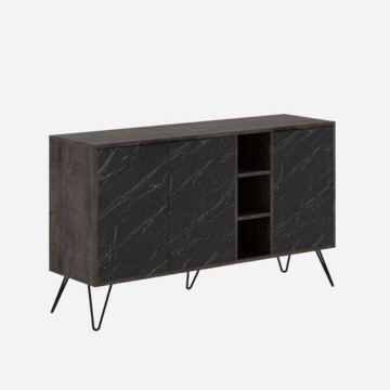 Sideboard Clara Bendir dunkel kaffee 3 Türen schwarz marmoriert 142x35,5x83h