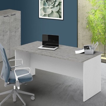 Hibiskus-Schreibtisch 160 cm Beton und weiße Esche