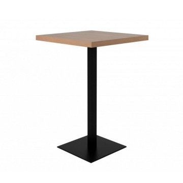 Quadratischer Stehtisch 70x70x105 h cm Eichenplatte und schwarzer Fuß
