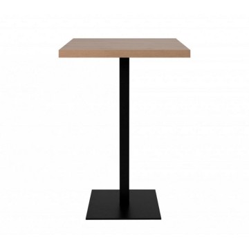 Quadratischer Stehtisch 70x70x105 h cm Eichenplatte und schwarzer Fuß
