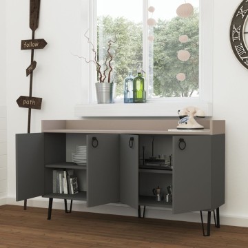 Dea Sideboard 4 Türen anthrazit taubengrau 140x36x80 h