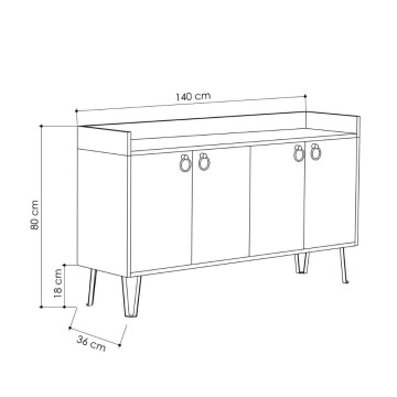 Dea Sideboard 4 Türen anthrazit taubengrau 140x36x80 h